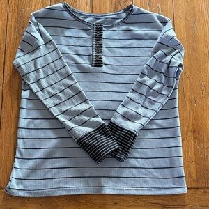 Striped Long Sleeve Tee - Black and Gray